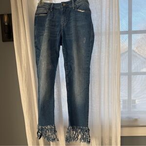 Mavi Distressed Ankle Jeans with Frayed Hem